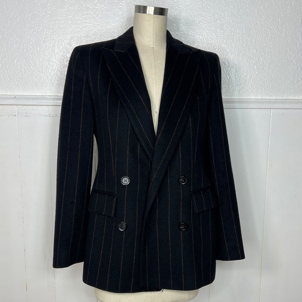 Max Mara retro wool angora pin stripe blazer jacket 4